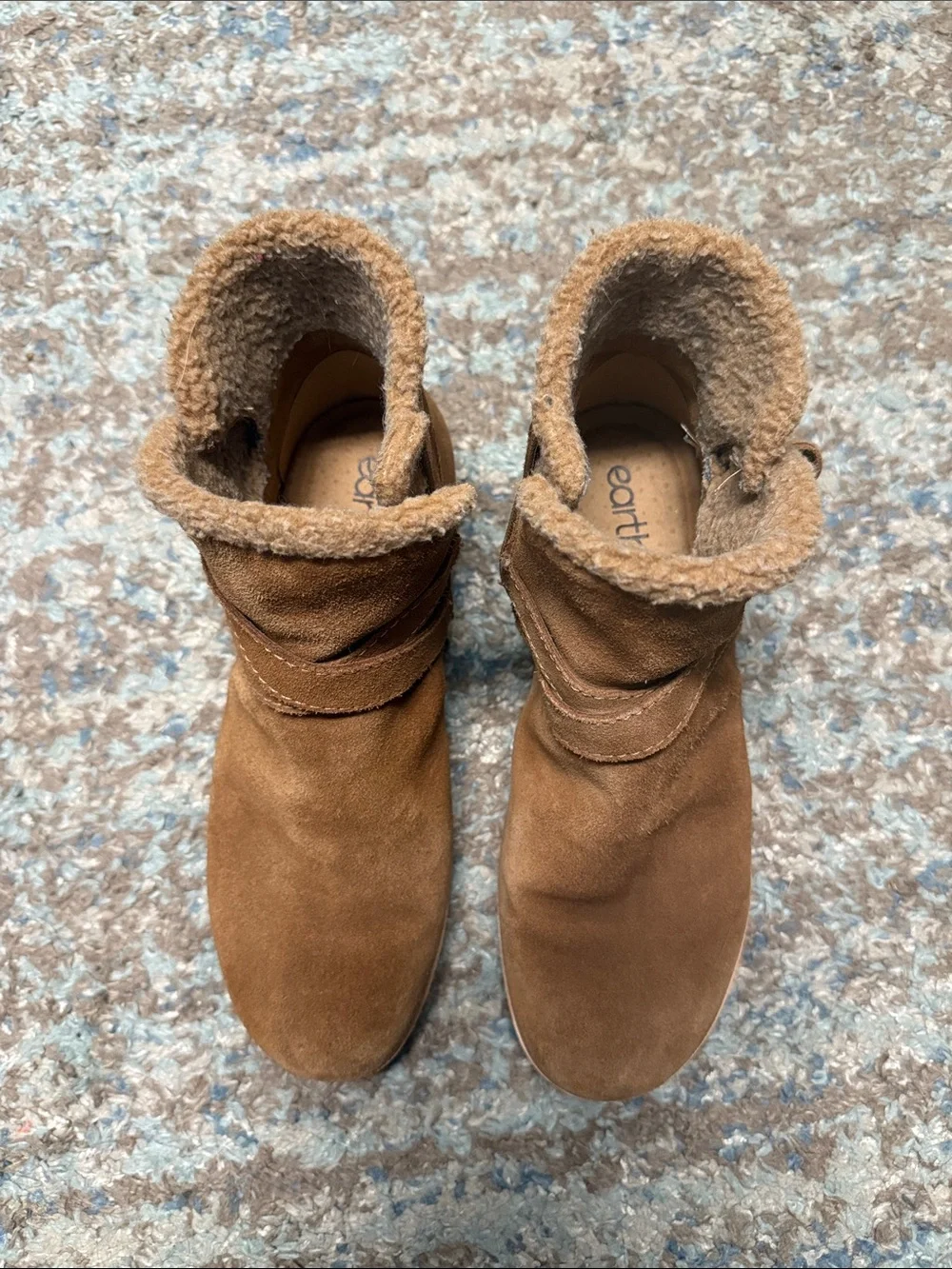 Women’s Earth Brand Cozy Suede Fold-Over Ankle Boots in Brown 9M